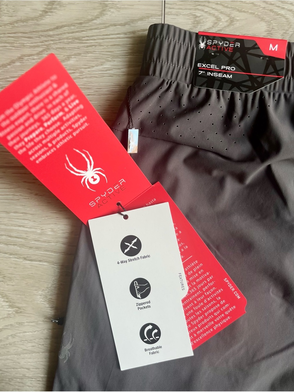 TWO Spyder Men's Active Shorts (Sz M) | 7" Inseam | Charcoal Grey/Dark Gray- NWT - Picture 3 of 4